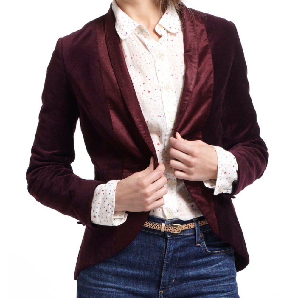 Anthropologie Ainsley Tailored Velvet Blazer XS - Picture 8 of 8